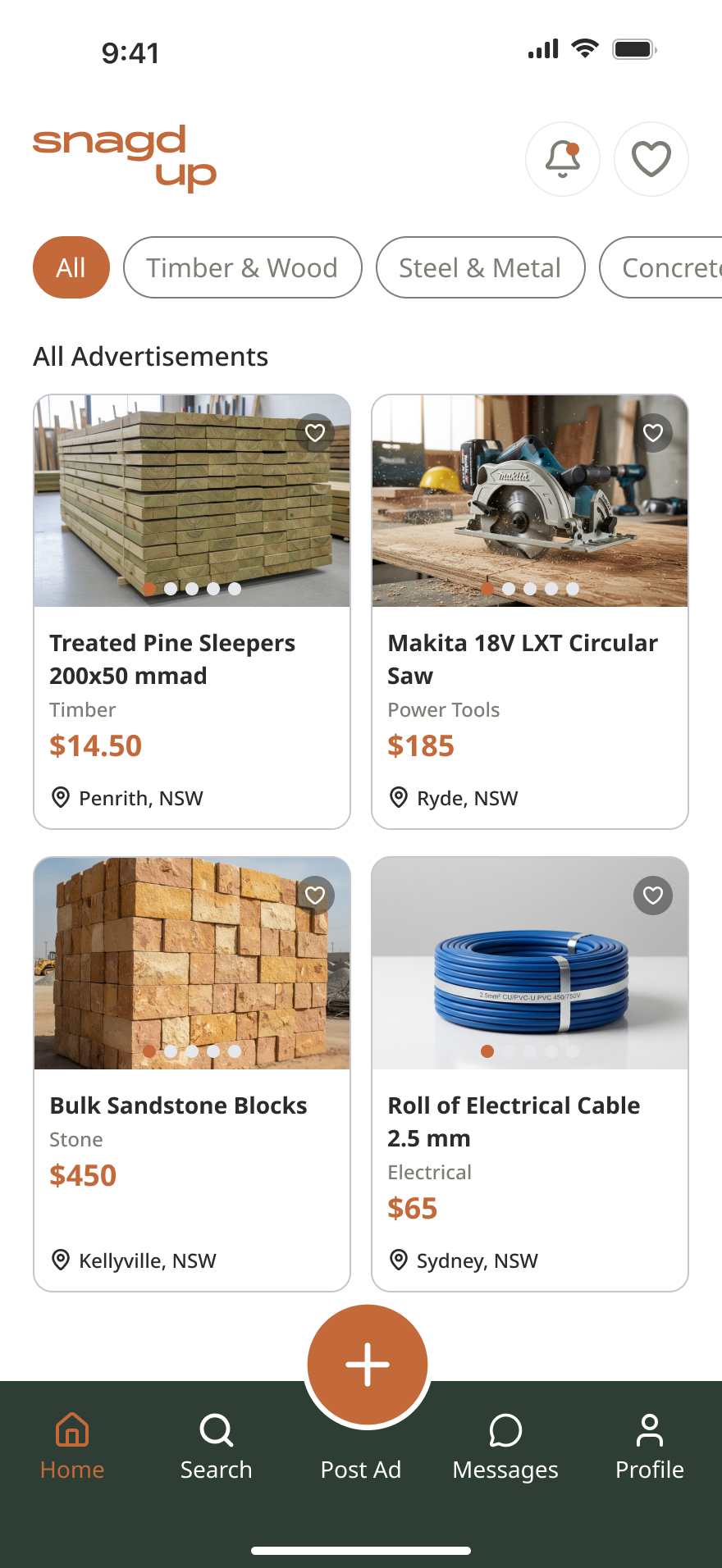 Browsing materials in the Snagd Up app