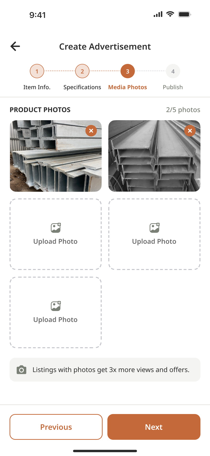 Upload photos of your item